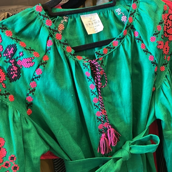 Handmade Linen Embroidered Maxi Dress - Picture 10 of 10